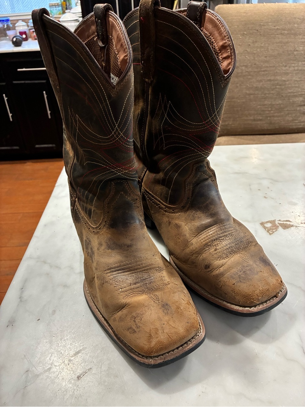 Ariat Sport Western Boot  Square Toe Distressed Brown 10010963 Men’s Size 11EE